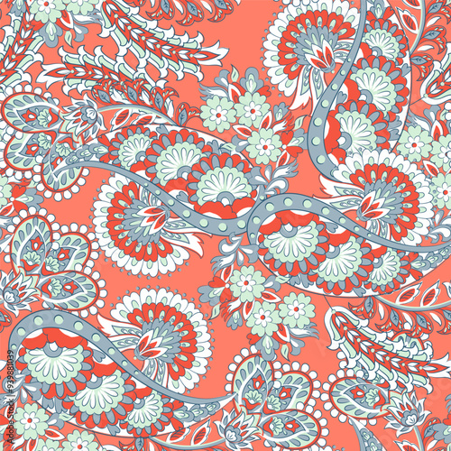 seamless paisley pattern. Colorful vector background