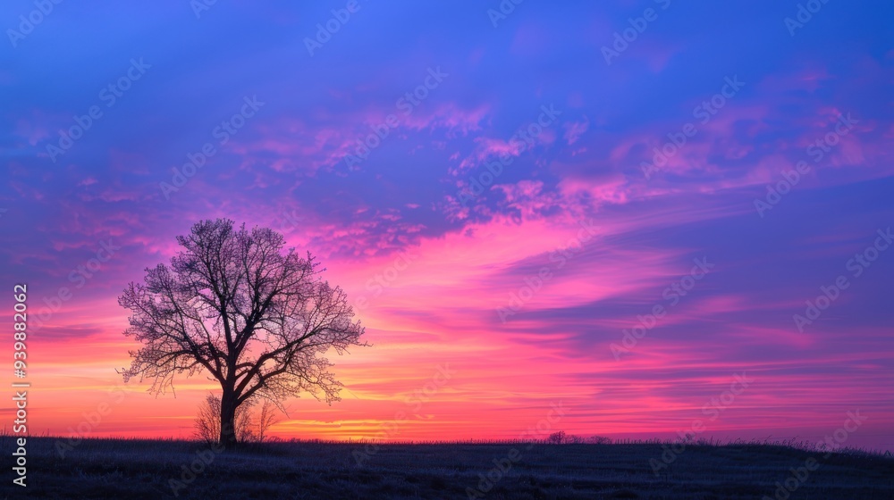 Silhouette of a Tree Against a Vibrant Sunset Silhouette of a Tree Against a Vibrant Sunset