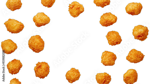 Chicken nuggets in a graphic frame border, with white background