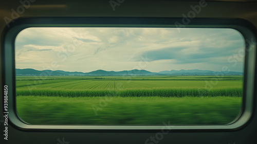 Panorama visto dal finestrino del treno. Viaggiare. photo