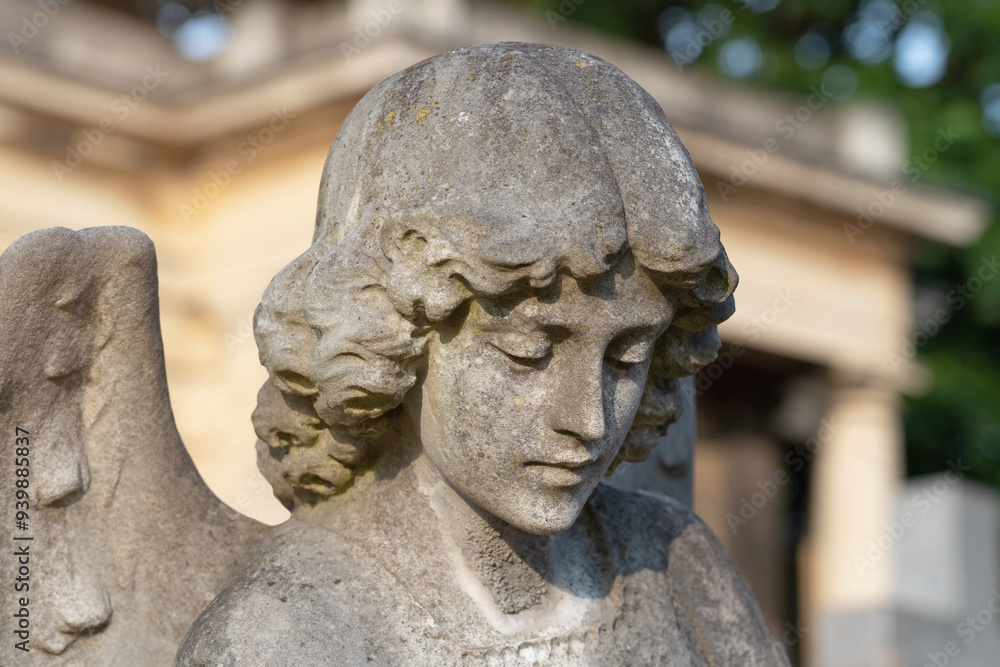Face of an old stone angel (faith concept) Face of an old stone angel (faith concept)