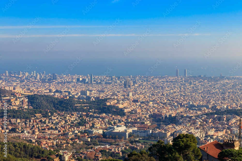 Skyline of Barcelona from Tibidabo mountain, Spain Skyline of Barcelona from Tibidabo mountain, Spain