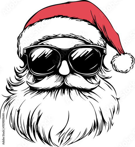 Stylish hipster Santa Claus, vector illustration