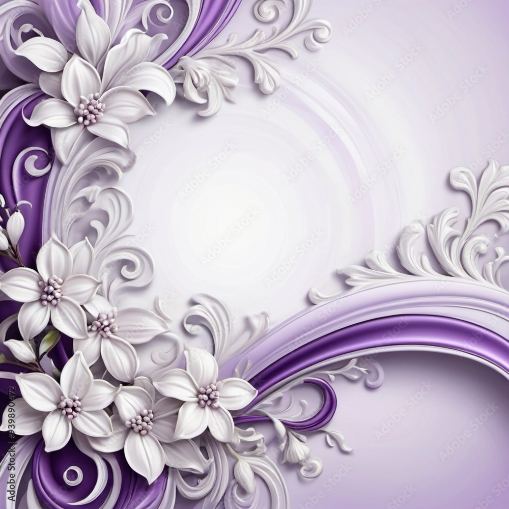 Frame with lilac flowers in Rococo Baroque style. Delicate lilac flowers, petals a soft, pastel purple white. The image captures the intricate details of the blossoms, showcasing delicate beauty. AI Frame with lilac flowers in Rococo Baroque style. Delicate lilac flowers, petals a soft, pastel purple white. The image captures the intricate details of the blossoms, showcasing delicate beauty. AI