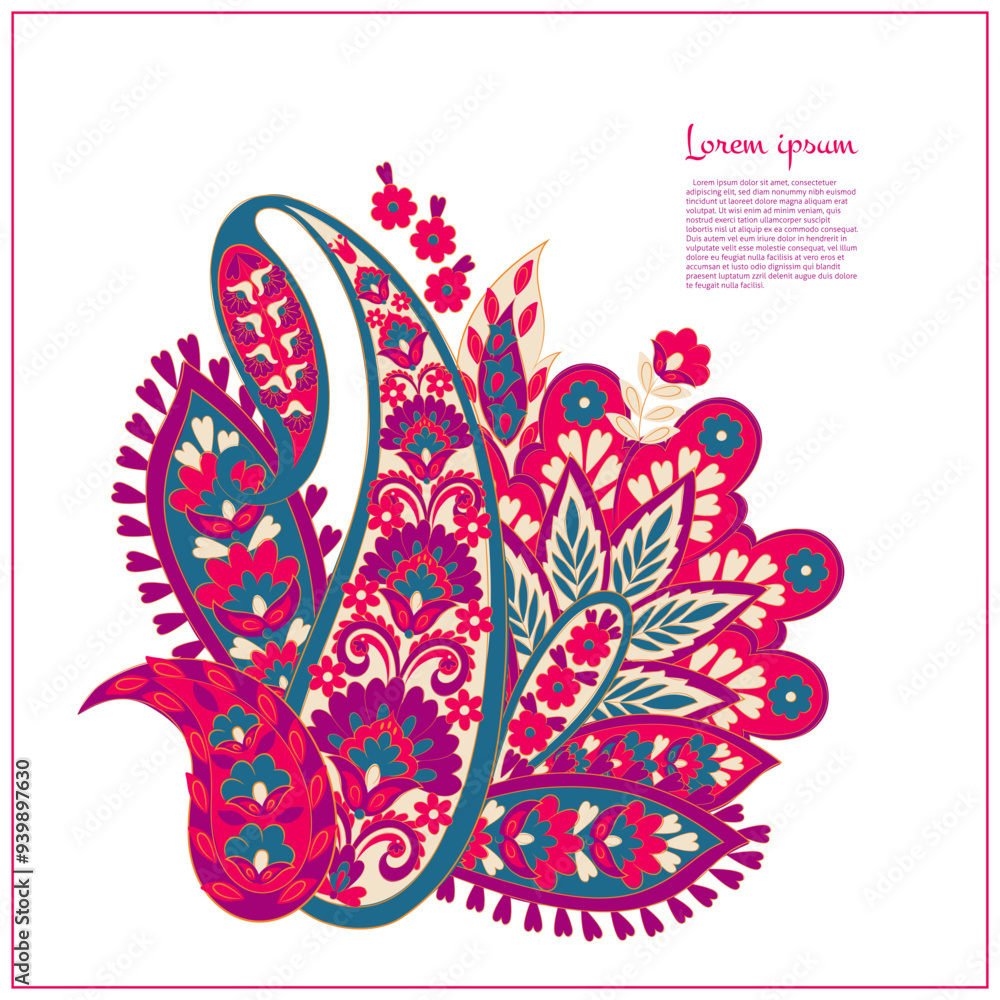Obraz premium Isolated traditional Asian element Paisley. Traditional colorful paisley vector pattern. Pattern for textile design or fabrics. Fashionable design