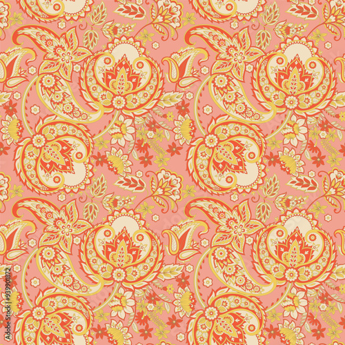 Vintage floral background. Damask paisley seamless vector pattern photo