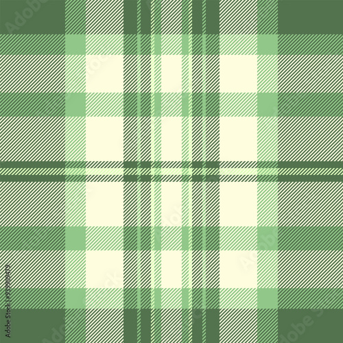 Picture seamless vector pattern, decoration background fabric plaid. Kilt check textile tartan texture in green and light yellow colors.