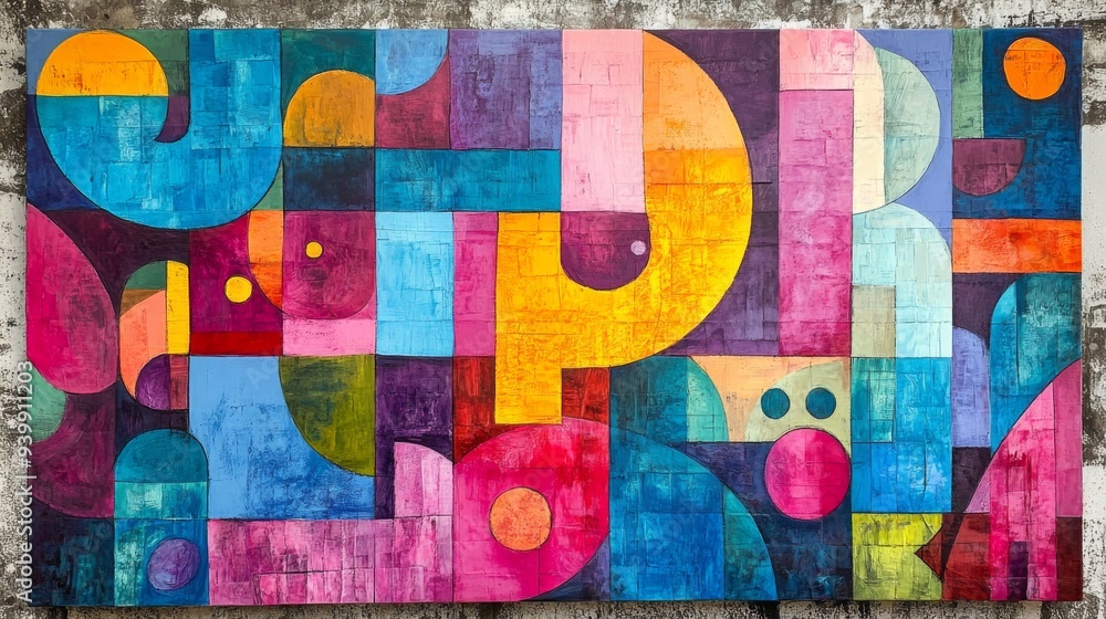 Fototapeta premium Colorful Abstract Geometric Mural