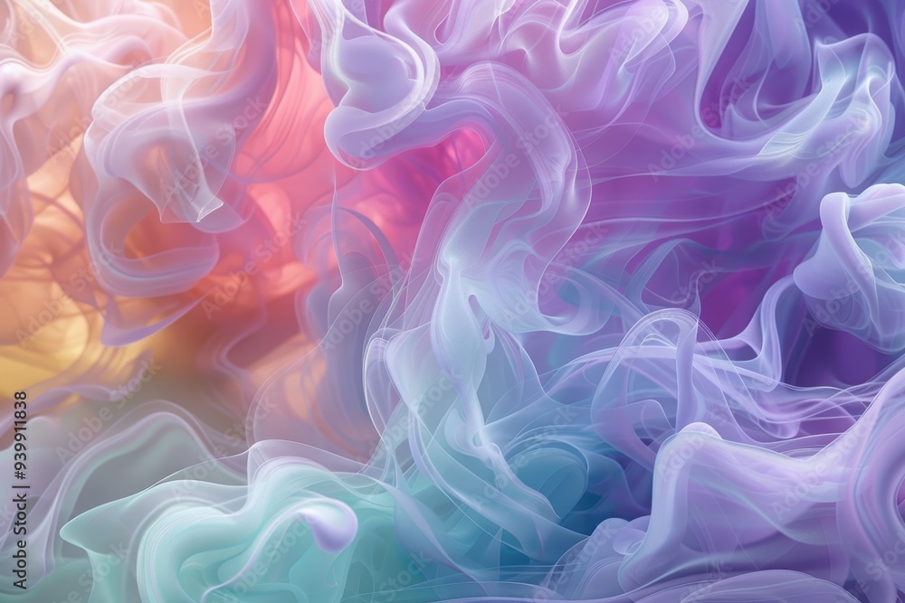 Fototapeta premium Vibrant smoke swirls in pastel colors