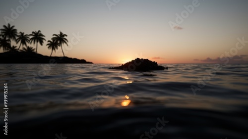 serene tropical sunset over the ocean