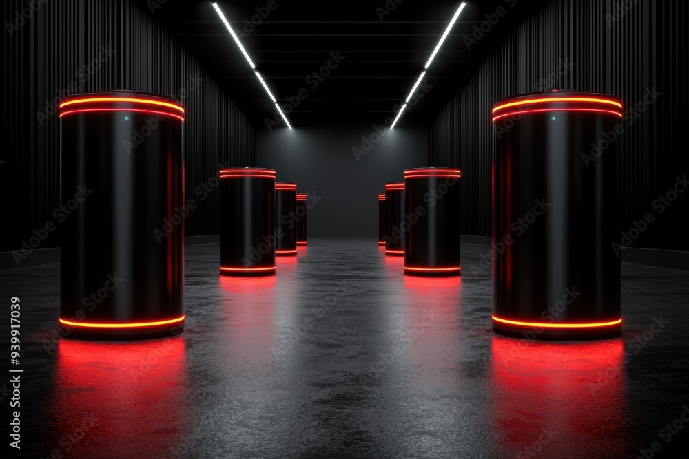 futuristic neon lighting display in dark industrial setting futuristic neon lighting display in dark industrial setting