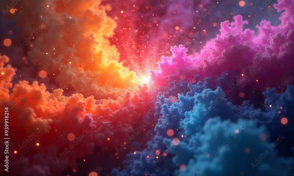 Naklejka premium Vibrant colors chaotic shapes a futuristic fantasy generated by 