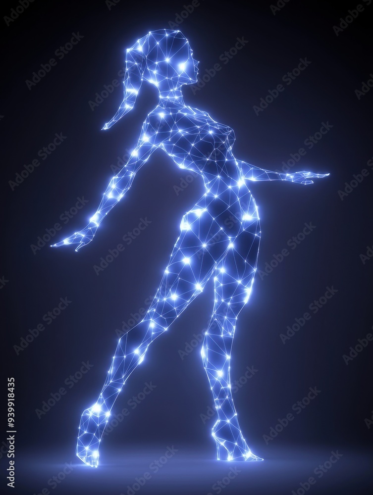 Glowing digital human figure Glowing digital human figure