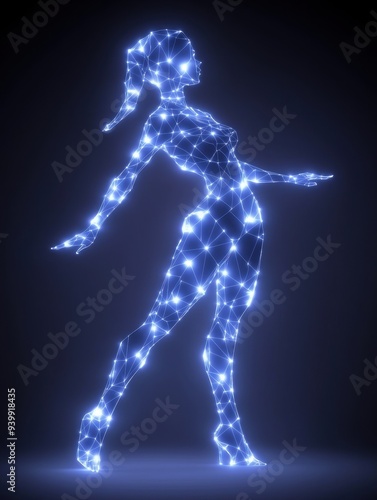 Glowing digital human figure