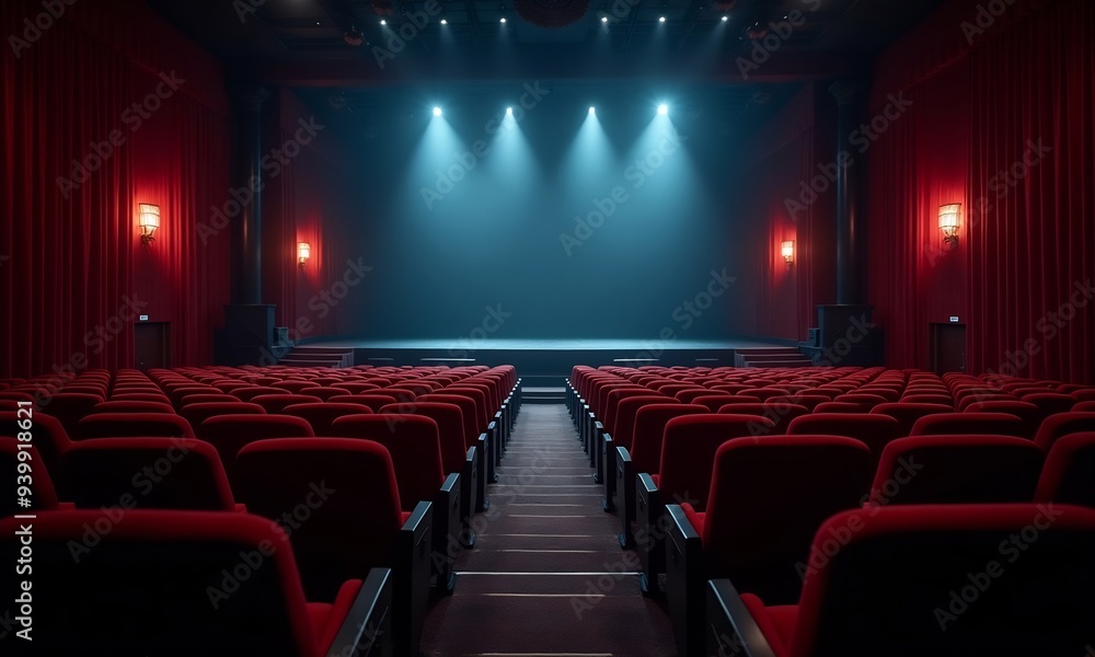 Fototapeta premium Empty auditorium awting the big performance ahead generated by 