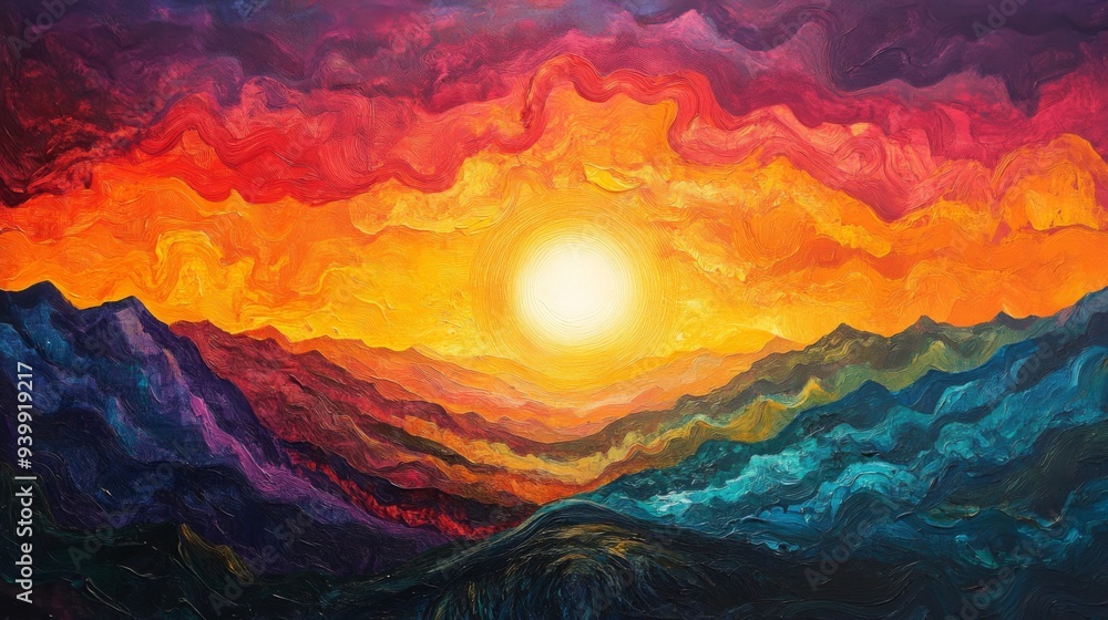 Vibrant Abstract Mountain Sunset Vibrant Abstract Mountain Sunset