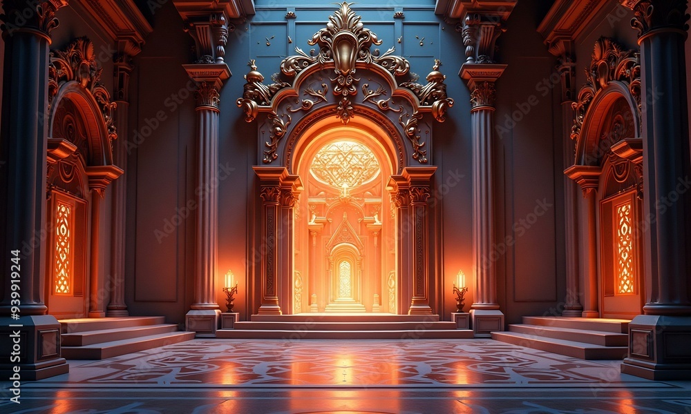 Obraz premium Ornate altar entrance ancient elegance indoors generated by
