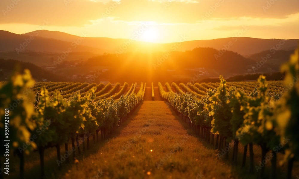 Obraz premium Sun kissed vineyards in tranquil italian countryside generated by 