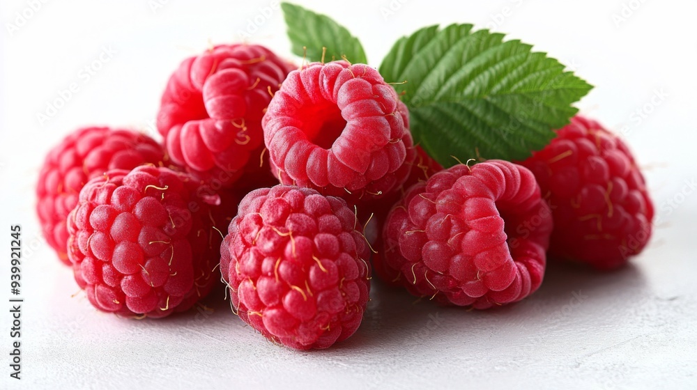 Fresh Ripe Raspberries on White Background Fresh Ripe Raspberries on White Background