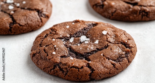 Delicious homemade chocolate cookies with sea salt