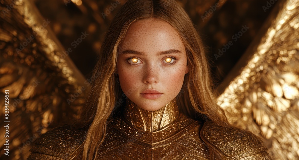 Mysterious woman in golden armor Mysterious woman in golden armor
