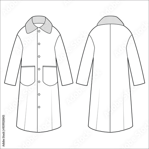 Template women overcoat vector illustration flat design outline clothing collection outerwear