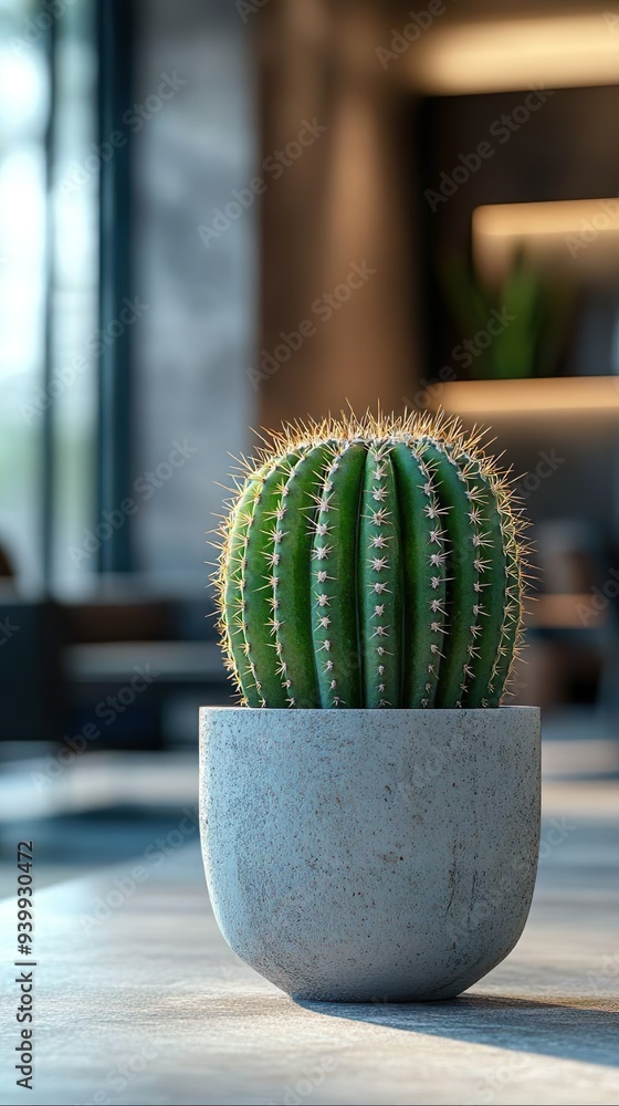 Sophisticated thorny cactus with a classic brown earthen pot, perfect for stylish home interiors picture Sophisticated thorny cactus with a classic brown earthen pot, perfect for stylish home interiors picture