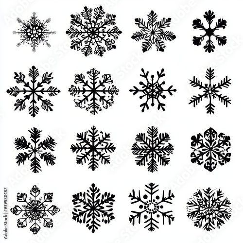 The Vektor-Set includes 25 snowflakes, black, modern, free