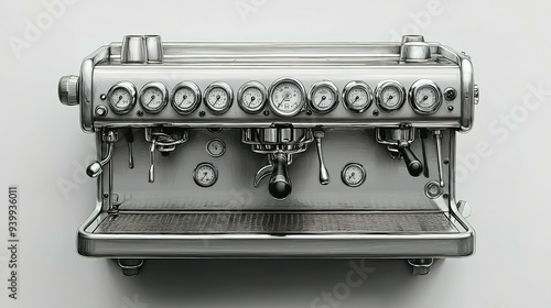 Professional Espresso Machine with Multiple Gauges photo