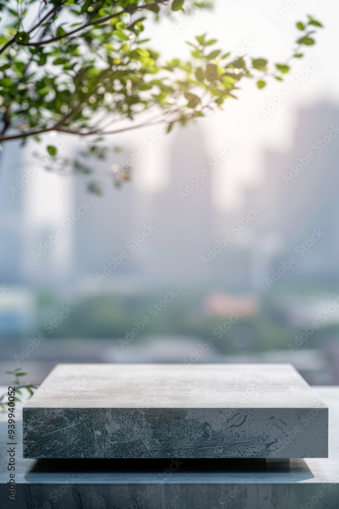 City Background with podium for product cosmetics representation