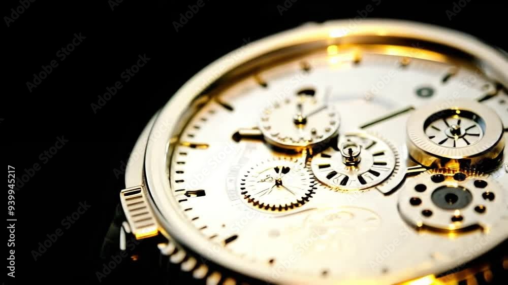 Captivating mechanics of a golden watch movement showcasing intricate gears and craftsmanship in detailed close-up beauty. Generative AI Captivating mechanics of a golden watch movement showcasing intricate gears and craftsmanship in detailed close-up beauty. Generative AI