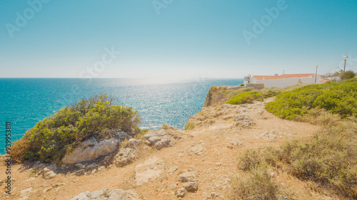 Beautiful rock formations at Algar Seco, Portugal, in summer