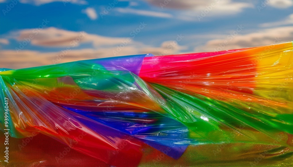 Obraz premium 형형색색의 무지개빛 플라스틱 필름