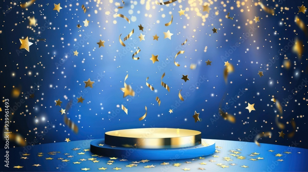 Golden Podium with Confetti Celebration Golden Podium with Confetti Celebration