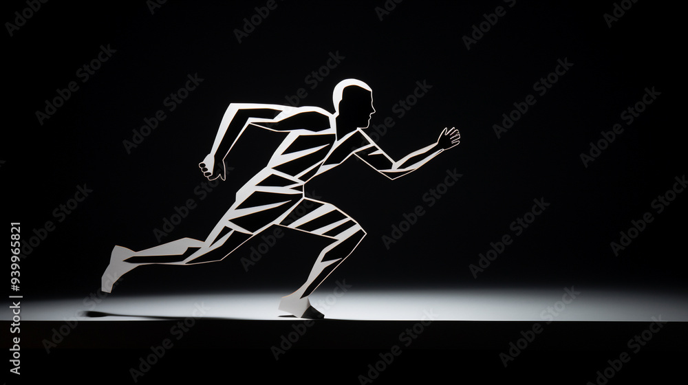 Obraz premium running man made of paper