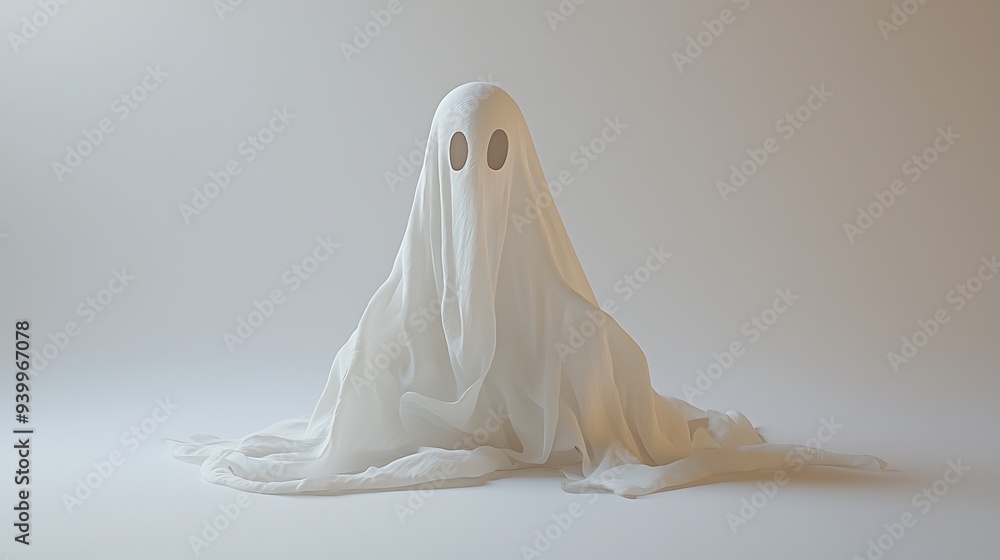 Halloween ghost on white background. Spirit figure Halloween ghost on white background. Spirit figure