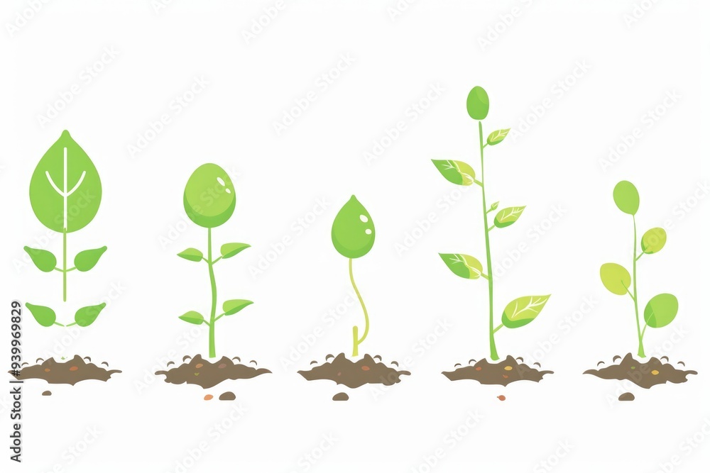 Close-up shot of various green plants growing from the ground Close-up shot of various green plants growing from the ground