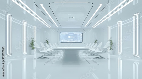 Futuristic White Conference Room Interior Design