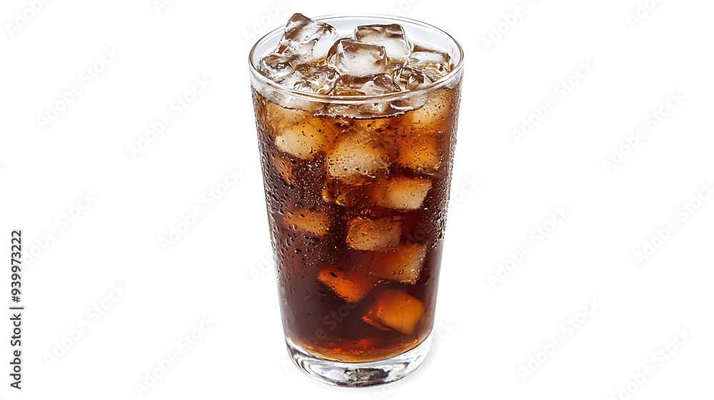 Iced cola in glass isolated on white background. Iced cola in glass isolated on white background.