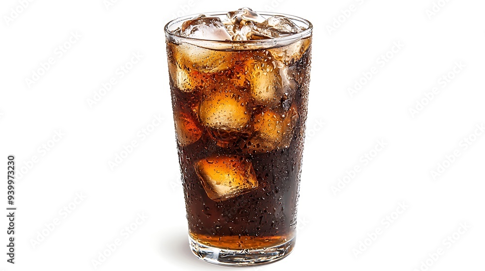 custom made wallpaper toronto digitalIced cola in glass isolated on white background.