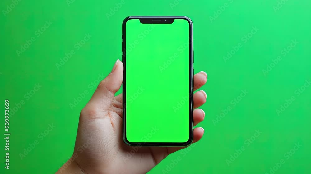 Close-up mockup of a cellphone being held with a hand, green screen. HD 4k video footage for advertisement. Close-up mockup of a cellphone being held with a hand, green screen. HD 4k video footage for advertisement.