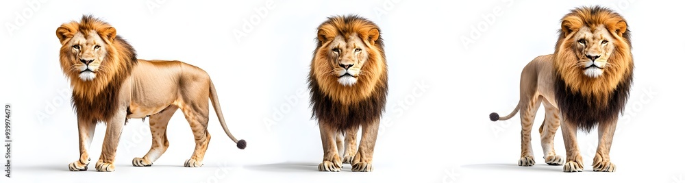 Obraz premium Three Lions on White Background.