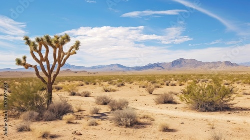 Beautiful desert plains with grass accompanied by blue skies