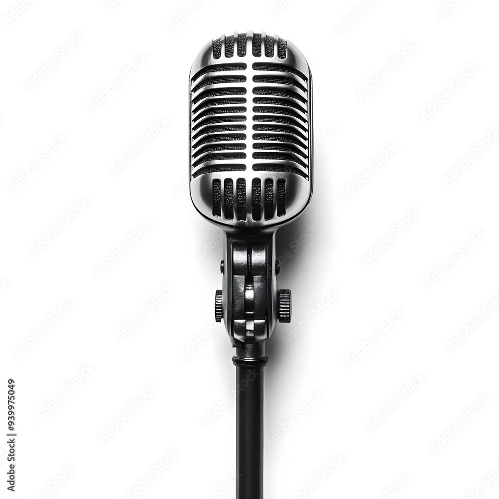 Fototapeta premium Vintage Microphone Isolated on White Background.