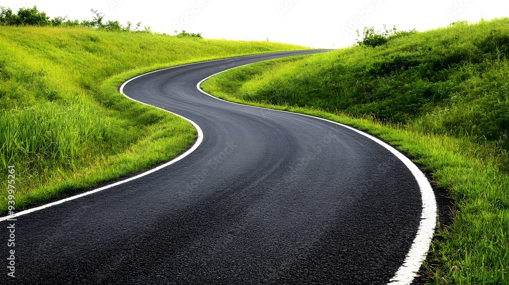 Winding Road Through Lush Green Fields. Winding Road Through Lush Green Fields.