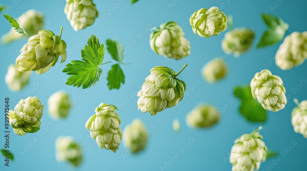 Hops in Motion with Blue Background Hops in Motion with Blue Background