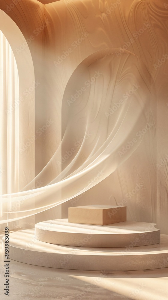 Beige Minimalist Interior with Podium Beige Minimalist Interior with Podium