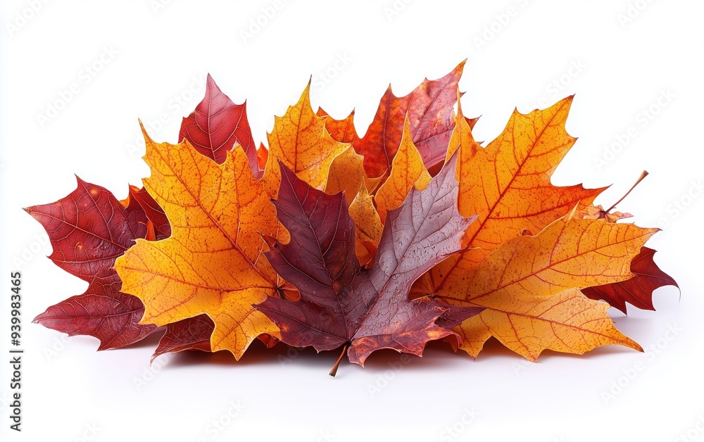 Pile of autumn colored leaves isolated on white background Pile of autumn colored leaves isolated on white background