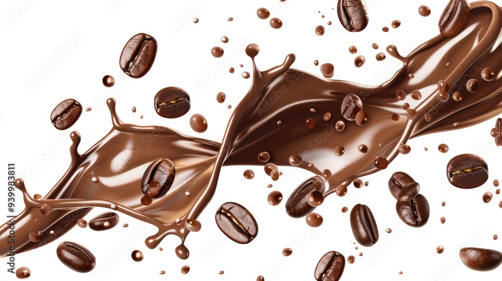 Fototapeta premium Coffee Splash with Beans