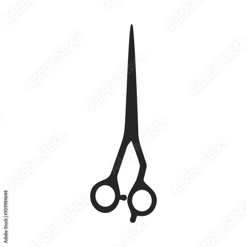 Professional hairdressing scissors or shears used by hairdressers in salon hair cuts black fill silhouette vector